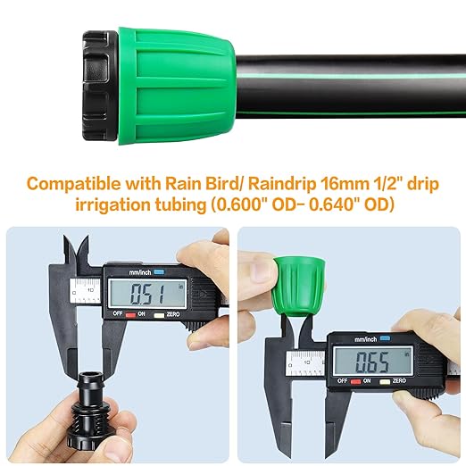 Gardrip Drip Irrigation 1/2" End Cap Fittings：1/2 Inch Drip Line Lock Barbed End Plug Connectors for Drip Irrigation Tubing (1/2" ID x 0.640" OD) Anti-Drop Drip Irrigation Parts (12 Pieces)
