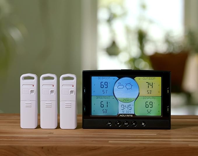 AcuRite Multi-Room Weather Station with Wireless Indoor/Outdoor Thermometer and Digital Color Display with Weather Forecaster (02082M), Full Color
