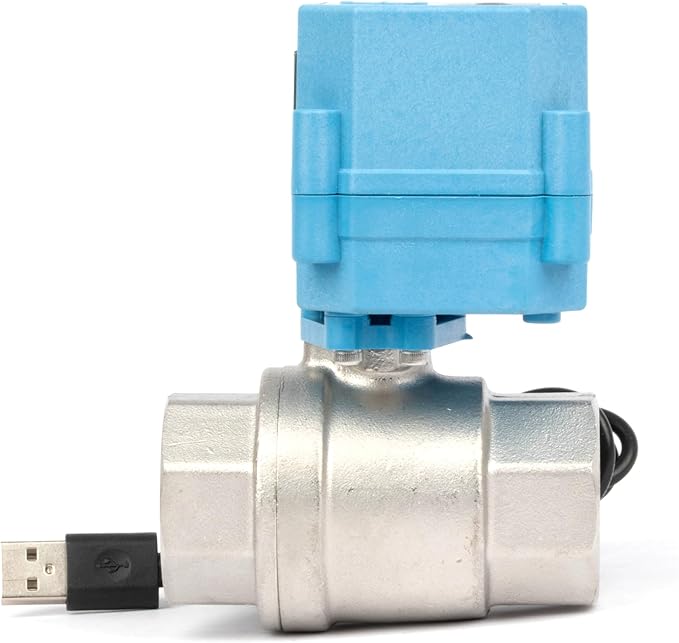 U.S. Solid WiFi Smart Motorized Ball Valve 1 inch NPT for Water Control, Irrigation, 2 Way 304SS Electric Valve, USB Powered, Status Indicator, Flow Direction, Remote On/Off Control, NSF Certified