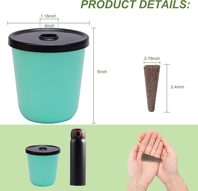 Kratky Method Hydroponic Planter Kit, 8 Hydroponic Planter Plus 24 Growing Sponges for Herbs, Hydroponic Mini Buckets for Windowsill Herb Garden, Hydroponic Growing System for Vegetables
