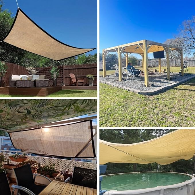 Beige Sun Shade Cloth, 10x30ft Heavy Duty Garden Shade Netting for Greenhouse Plants Patio Pera Lawn Yard Outdoor UV Resistant Cover