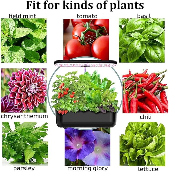 Hydroponics Growing System, 12 Pods Indoor Herb Garden with Grow Light, Smart Garden Germination Kit, Automatic Timer & Height Adjustable, for Home Kitchen Gardening White (White)