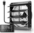 12" Shutter Exhaust Fan with 6 ft Power Cord, EC Motor Wall Mount Attic Fan, Smart Programming Variable Speed, Temp/Humidity & Timer, Auto Louvers, 1597 CFM for Window, Shed, Commercial, Waterproof