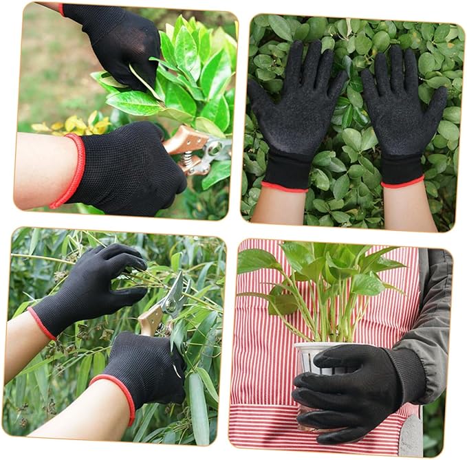 minkissy Puncture-resistant Waterproof Gardening Gloves Black Heavy-duty Yard Work Gloves for Men and Women with Anti-slip Grip and Wear-resistant Material