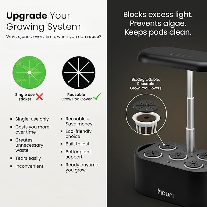Nouri Hydroponics Growing System, 5 pod APP Smart Indoor Herb Garden Kit with LED Grow Lights, Hydroponic Herb Garden Indoor for Plant Lovers, Gardeners, Kitchen, Lettuce Seeds Included