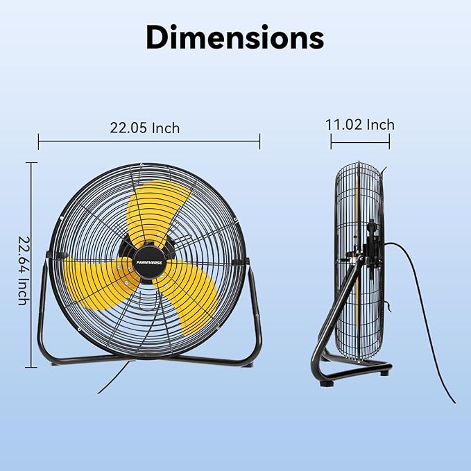 2PCS 18 Inch Heavy Duty Floor Fan Pro Series - 3200 CFM 3 Speed High Velocity Metal Floor Fan, Industrial Fan 360° Tilt for Commercial, Warehouse, Patio, Shop, Garage, Barn UL Safety Listed