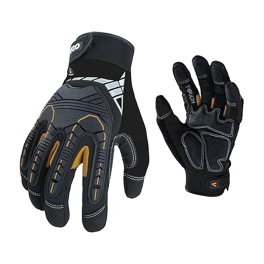 Vgo... 2-Pairs Safety Work Gloves, Mechanics Gloves, Impact Gloves, Anti-Vibration Gloves, Rigger Gloves, Heavy Duty (S, Black, SL8849IP)