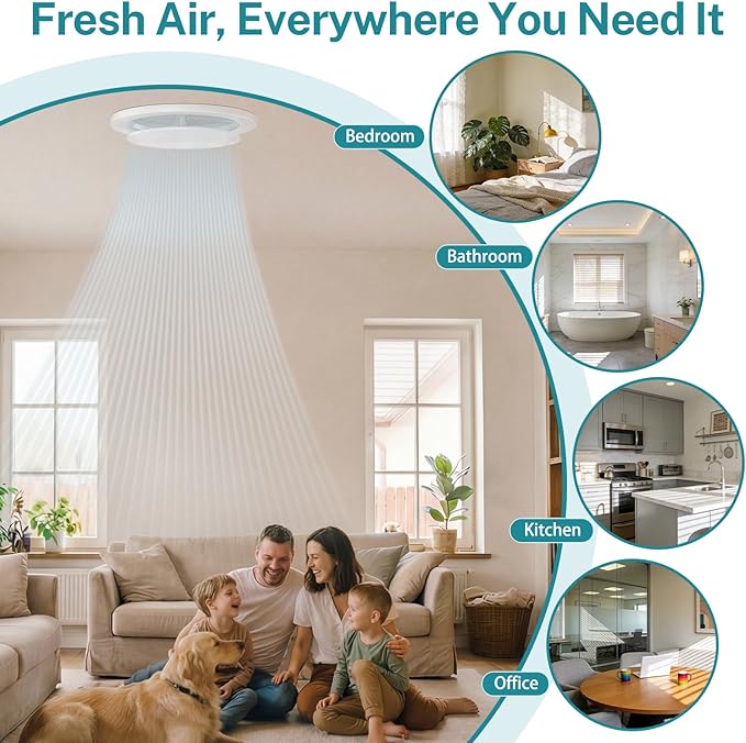 [Upgraded] HG Power 4 Inch Vent with Adjustable Panel & Removable Mesh Screen – ABS Ceiling Diffuser with Lock-Clip Design for HVAC, Bathroom, Kitchen, Wall and Duct Air Vents, White