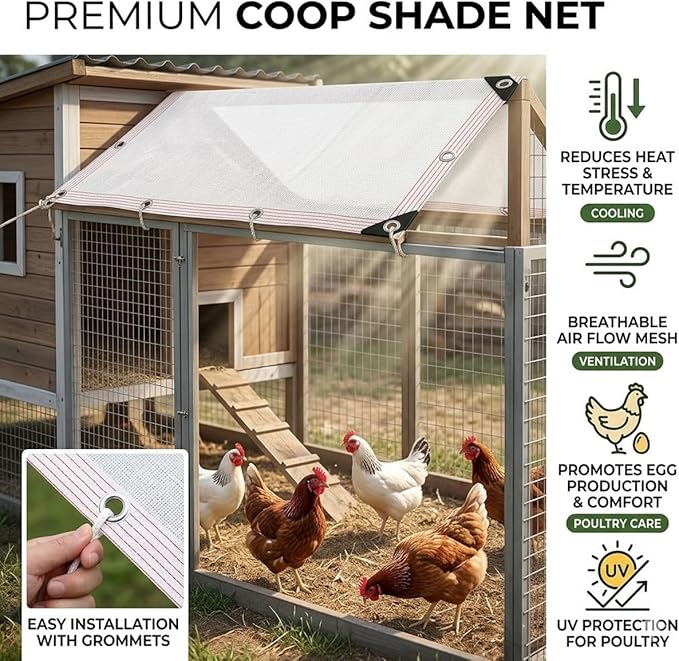 White Shade Cloth for Garden, 55% Percent Outdoor Shade Net HDPE Edge, Heavy Duty Fence Privacy Screen Cover with Grommets, Breathable Fabric Mesh Tarp, for Greenhouse Plants Patio(20x62ft)