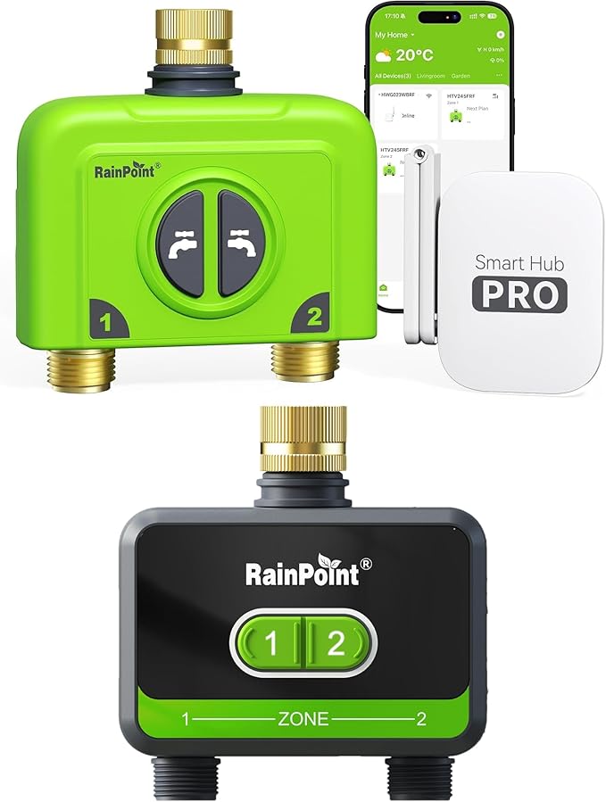 RainPoint WiFi Hose Timers 2-Zone, Smart Irrigation System