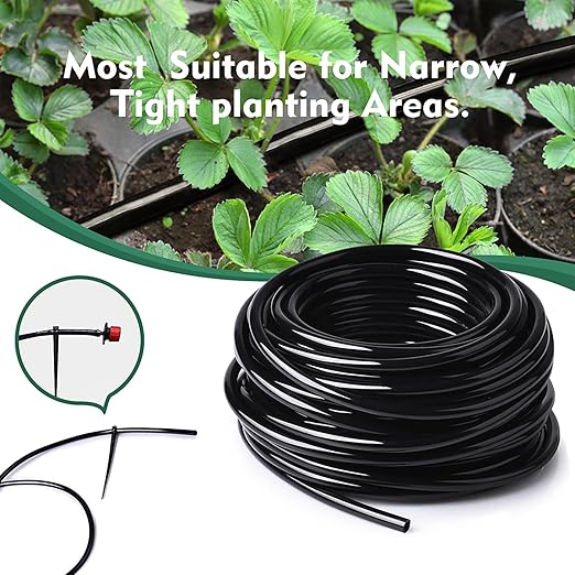 Bluepro 200FT 1/4 inch Drip Irrigation Tubing Blank Distribution Garden Watering Tube Line for Drip Irrigation Parts and Drip Systems, Black