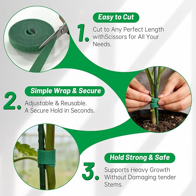 10 Pack Stackable Monstera Plant Support Stakes with 2 Rolls Velcro Ties & 20 Clips, Adjustable Plant Stakes for Indoor Plants, Plant Sticks Support Tall Pothos Climbing