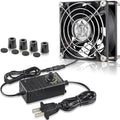 GDSTIME 80mm x 25mm Computer Fan with AC Plug, 100V-240V Variable Speed Controller for Modem Terrarium Router Receiver DVR PlayStation Xbox Component AV Cabinet Cooling