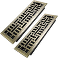 Howeall 4x14 Inches 2 Pack Heavy Duty Walkable Floor Register Easy Adjust Air Supply Lever Floor Vents - Seattle Design - Vent Cover for Home Floor - Antique Brass