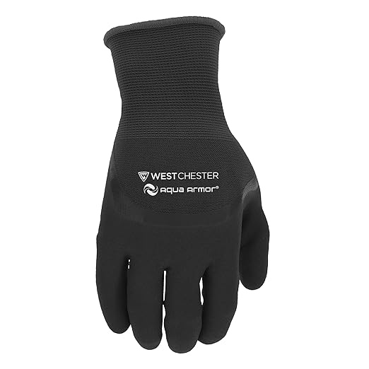 West Chester Men's Aqua Armor Sandy Nitrile Coated Winter Work Gloves, Water Resistant, Terry Acrylic Inner Liner, Nylon Shell, Black, Large (93065-L), 1 Count (Pack of 2)