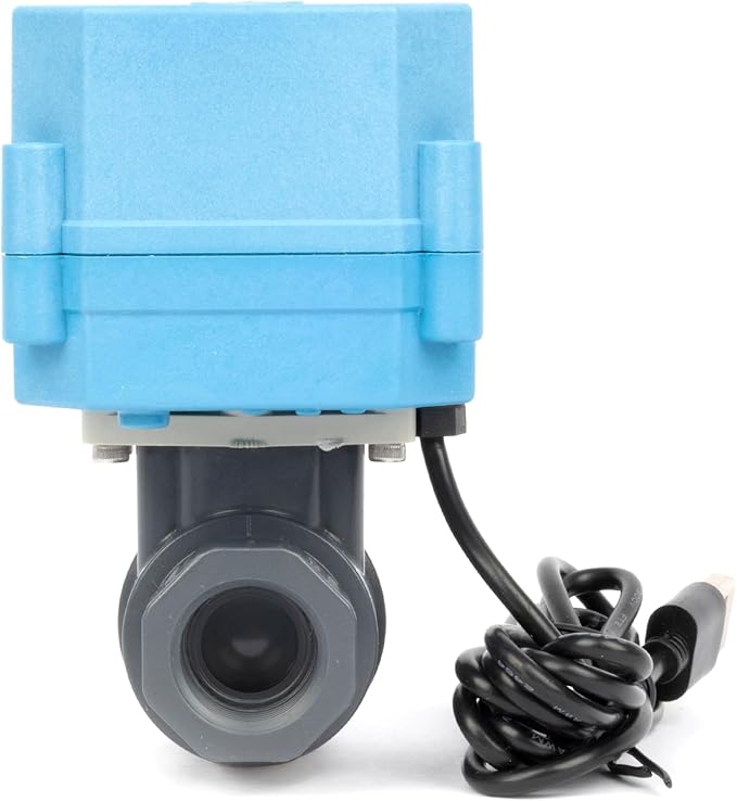 U.S. Solid WiFi Smart Motorized Ball Valve 1/2 inch NPT for Water Control & Irrigation, 2 Way PVC Electric Valve, USB Powered, LED Status Indicator, Flow Direction Window, Remote On/Off Control