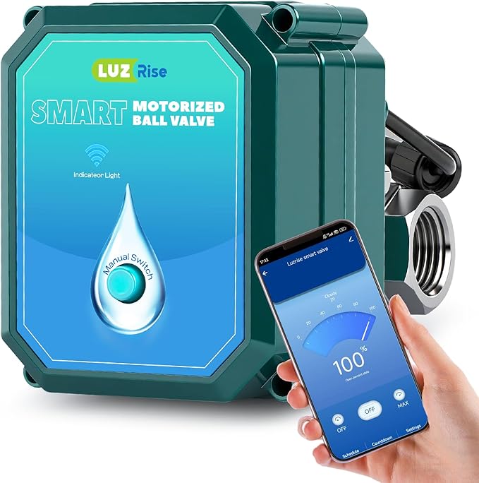 Smart Motorized Ball Valve with Remote Control- Automatic Water Shut-Off, 0-100% Adjustable Flow, Programmable Timer, Real-Time Monitoring (Stainless Steel, DN15 (1/2''))
