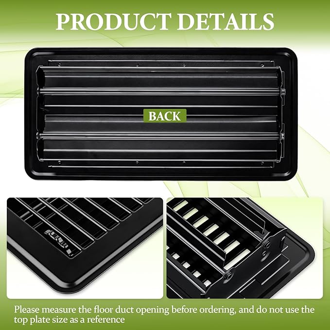 Floor Vent Cover, 4 X 10 Floor Register Vents, Heavy Duty Steel Walkable Heat Register Cover with Adjustable Louvers & Rust Proof Finish, Durable Air Vent for Homefloor, Sidewall, Ceiling