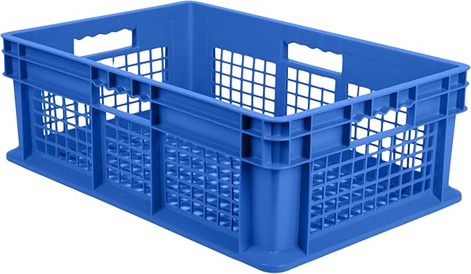 Hudson Exchange 24 x 16 x 8" (40 Pack) Mesh Straight Wall Handled Storage Container Tote, Blue