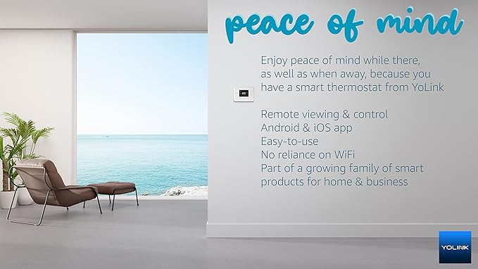 YoLink Smart Thermostat, Now Heat Pump Compatible, Android & iOS App, YoLink Hub or SpeakerHub Required