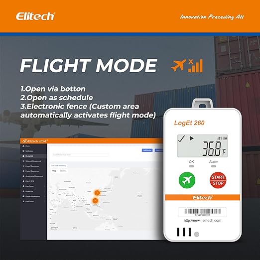 Elitech 4G Reusable Real-time Temperature Humidity Data Logger Light/Shock/Location, Built-in SIM Card, Shadow Data, Airplane Mode, Cloud Storage, SMS/Email/APP/Web Alarm,100000 Points, Loget260-TH