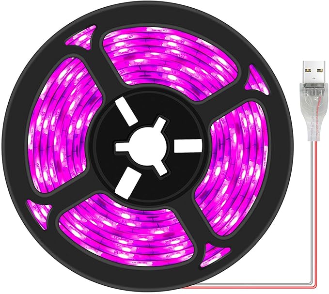 Plant Grow Light Strip 2835 SMD IP66 Waterproof Full Spectrum LED Light for Indoor Plants, Greenhouse, Aquarium, Garden, Flowers, Veg - USB Interface