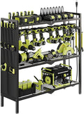 NattyDot Large Power Tool Organizer Cart with Charging Station 8 Drill Holder Garage Storage Standing Heavy Duty and Stability Storage Rack Utility Tool Shelf (Black)