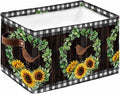 Spring Eucalyptus Sunflower Storage Bins Cubes Waterproof Cloth Storage Basket,Farmhouse Birds Brown Wood Foldable Storage Bags for Shelf Clothes Storages Organizers with Handles 15x11x9.5 in 1PCS