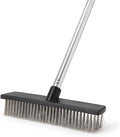 Yocada Stainless Steel Wire Scrub Brush with 65" Long Handle Heavy Duty Outdoor Wire Metal Brush Scrubber Broom for Deck Crack Patio Pavement Sidewalk Driveway Moss Remover