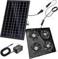 Solar Exhaust Fan,25W Solar Fan for Chicken Coop,Shed,Greenhouse & Attic Ventilation Cooling, Easy Installation,3500RPM,18FT Cord,IP67 Waterproof Solar Powered 4 Fan Kit