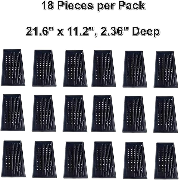 RooTrimmer 18-Pack 1020 Seedling Trays with Holes - Extra Strength Heavy Duty,10" x 20", Reusable 1020 Nursery Trays for Seed Germination, Plant Propagation, Garden Seed Starter and Microgreens