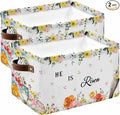 Easter Storage Bins Cubes Waterproof Cloth Storage Basket,Easter Bunny Spring Watercolor He Is Risen Flowers Foldable Storage Bags for Shelf Clothes Storages Organizers with Handles 15x11x9.5 in 2PCS