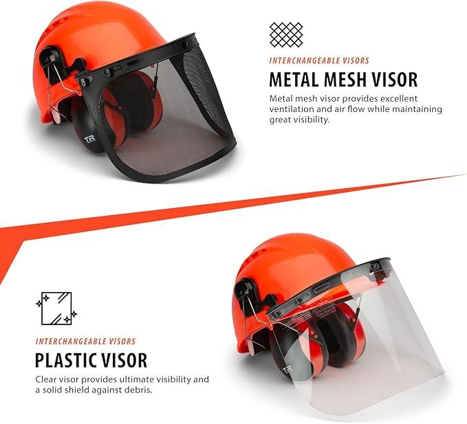 TR Industrial Forestry Safety Helmet and Hearing Protection System, Orange