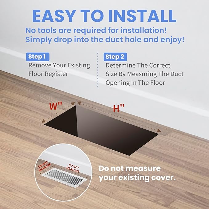 Howeall 4x10 Inches 6 Pack Heavy Duty Walkable Floor Register - Easy Adjust Air Supply Lever Decorative Floor Vent Covers, Seattle Design Vent Covers for Home - Satin Nickel
