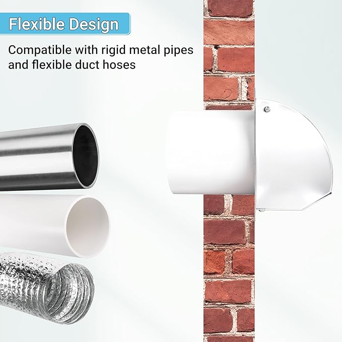 Neoaider 10 Inch Hooded Wall Vent Cover with Screen and Damper, 14GA/2MM Thick Heavy-Duty Steel Vent Covers for Wall, Vent Cover for Dryer Ventilation and Outdoor Air Exhaust, White