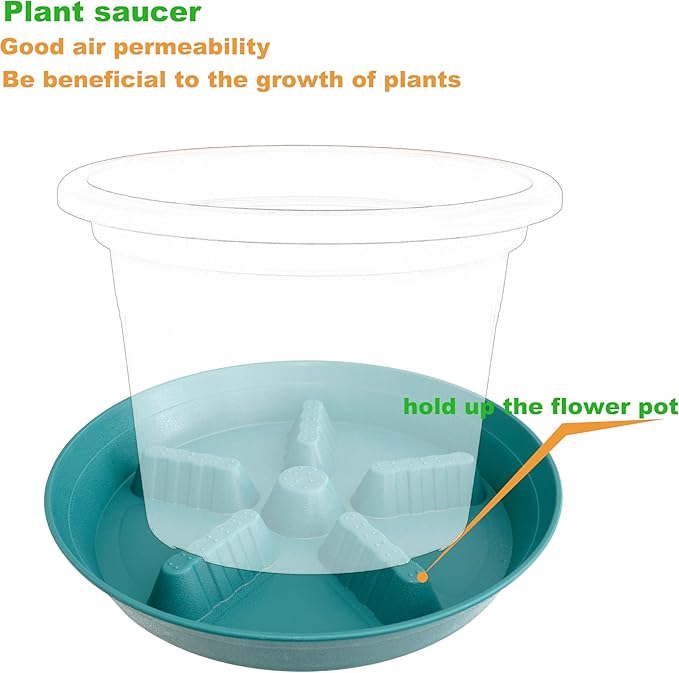4 Pack Plant Saucer 14 inch, Plastic Plant Saucers for Indoors, Raised Middle Plant Trays for Pots, Water Tray for Plants, Plant Stand Water Catcher Tray, Pot Saucers for Plants