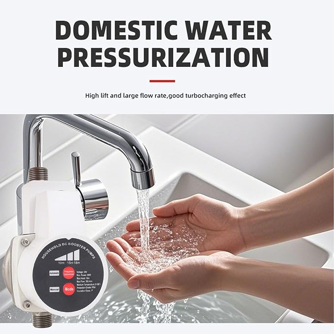 80W Energy Saving Water Pressure Booster Pump, Smart Shower Water Pump Variable Frequency 475.5GPH 26.1PSI G1/2in Inlet Outlet Automatic 3 Level Switch for Home Kitchen Bathroom