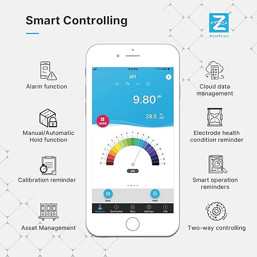 Apera Instruments PCO60-Z Bluetooth pH/Conductivity/ORP/Redox/TDS/Salinity/Resistivity Smart Multi-Parameter Meter Tester Kit Powered by ZenTest Mobile App with Cloud-Based Datalogger