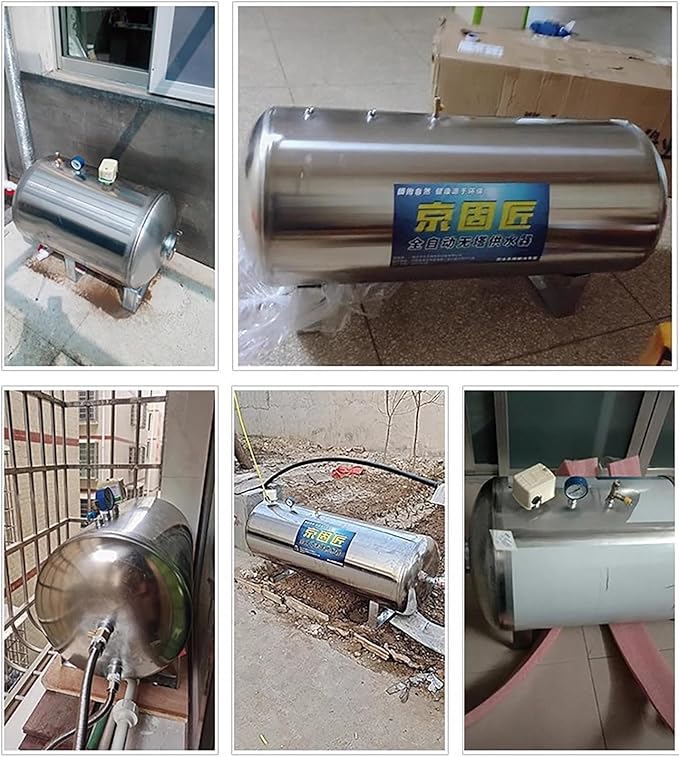 25 40 50 65 80 130 185 Gal Horizontal Pressure Tank Stainless Steel/ Water Pressure Tank for Water Well Pump & Sprinkler Systems - Domestic Water Pressurized Storage Containers with Mounting Kit ( Siz