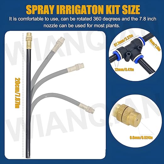 Automatic Drip Irrigation System, Nozzle Drip Irrigation Garden Watering, Greenhouse Drip Irrigation Kit, 360° Adjustable Misting Nozzle, Smart Timer 1Sec - 300 Min, Easy Installation 30m