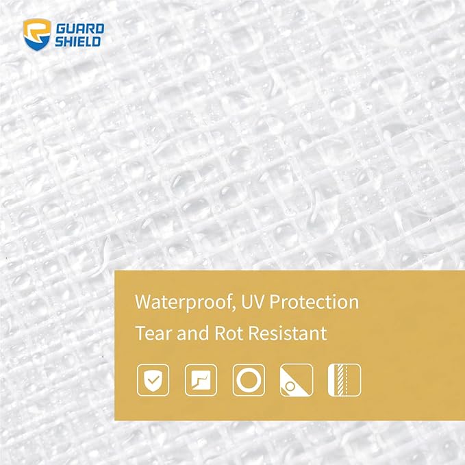 GUARD SHIELD Clear White Tarp Heavy Duty 10x12 Feet Waterproof for Greenhouse Outdoor Garden Poly Cover UV Resistant 3x3 Weave 10mil (2-Pack)