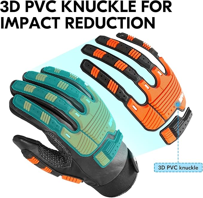 Vgo...…1Pair Leather Heavy Duty Work Gloves,Mechanics Gloves,Water Resistant,Impact Resistant,Anti-Vibration(CA7722WR)