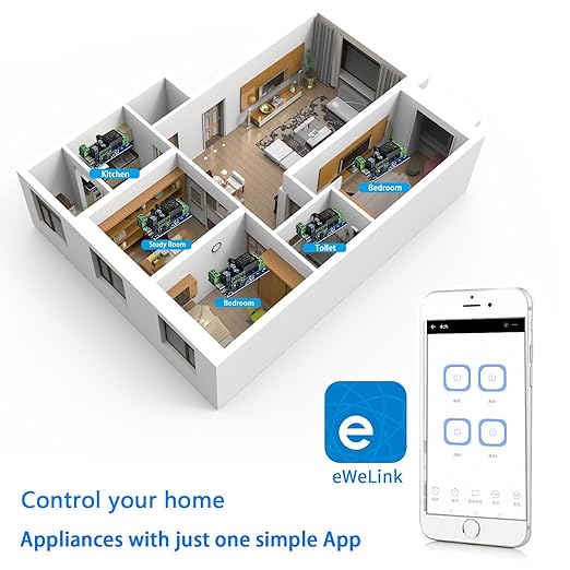 Ewelink WiFi Wireless Smart Relay Module USB 5v/12v/24v/48v Inching Selflock Remote ON Off Power Switch for Access Control,Turn on PC, Compatible with Alexa Google Home