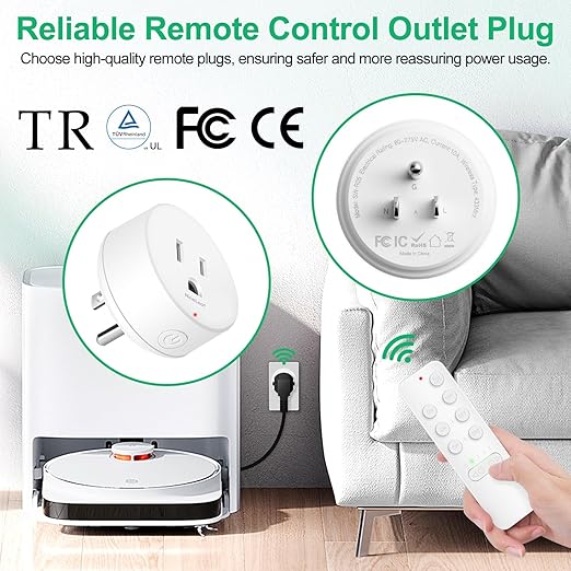 NineLeaf Remote Control Outlets, Wireless Remote Control Outlet, Remote Control Outlet with Timer, 3-Pack with Countdown Timer, 15A/1500W, 500Ft Range,V0 Fireproof & Electric Shock - Proof, White