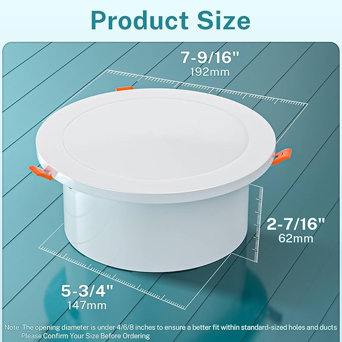 [Upgraded] HG Power 6 Inch Round Vent Cover with Adjustable Panel & Removable Mesh Screen – ABS Ceiling Diffuser with Lock-Clip Design for HVAC, Bathroom, Kitchen, Wall and Duct Air Vents, White