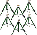 Hourleey Impact Sprinkler on Tripod Base, 6 Pack Heavy Duty Sprinklers for Lawn Yard Garden, 0-360 Degree Large Area Coverage, 3/4 Inch Connector Extension Legs Flip Locks with Brass Head