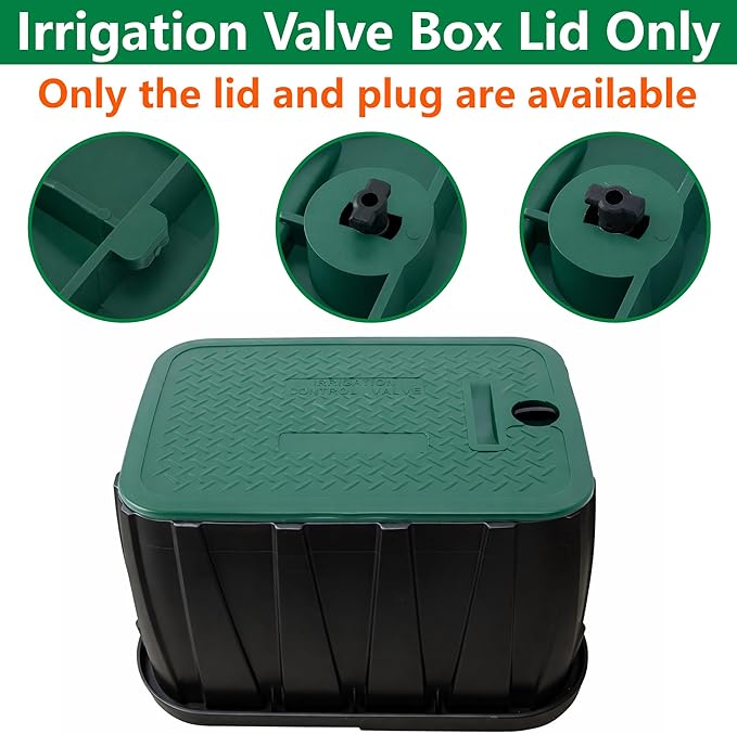 2 Pcs 12 x 17 Inch Irrigation Valve Box Cover, Rectangular Sprinkler Valve Lids with Plug, Sprinkler Valve Cover Replacement for Outdoor Irrigation Watering Equipment, Only Covers, Box Not Included