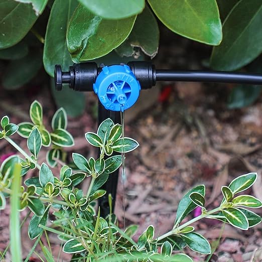 Bonviee 1/4 Inch Push-to-Connect Tee with Pressure-Compensating Drippers, 24 Pack – Even Watering for Slopes, Garden, Greenhouse