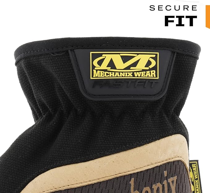 Mechanix Wear Fastfit Leather Gloves - Abrasion Resistant Gloves for Hand Safety - Breathable - Secure Fit - Two-Piece Palm - Machine Washable - Brown/Black - XX-Large