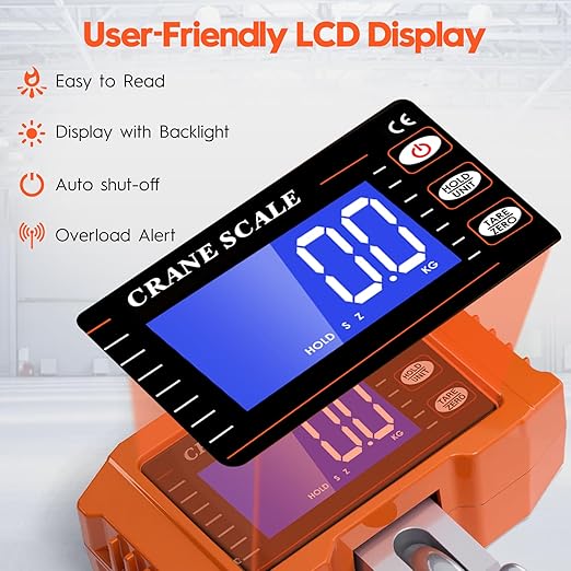 Digital Crane Scale 2200lb/1000Kg Digital Hanging Scale with LCD Screen, Crane Scale Industrial Heavy Duty with Unit Change, High Precision Crane Scale for Market, Farm, Construction, Factory